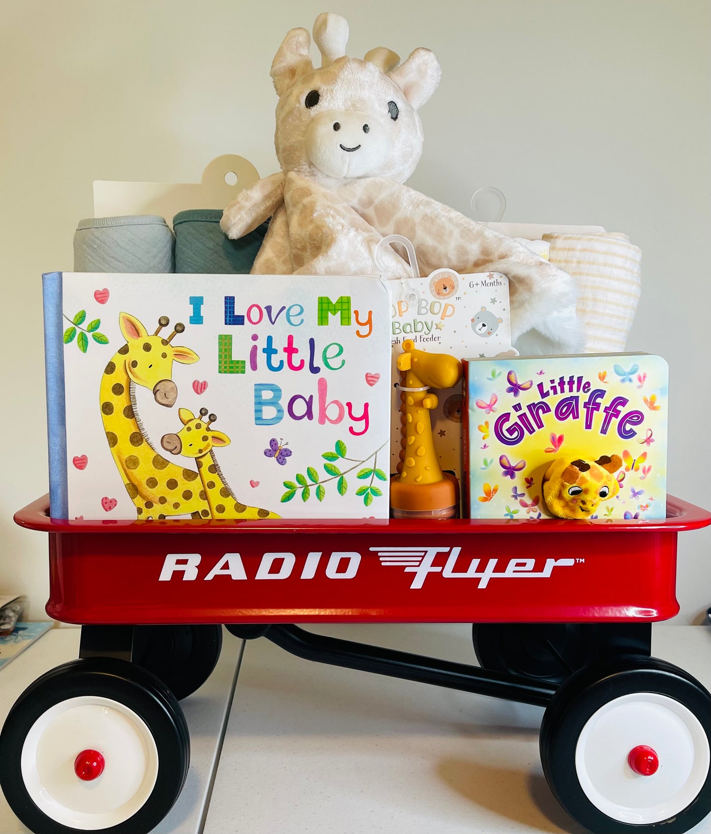 Safari Baby Gift Wagon โ Jungle Themed Baby Shower Gift Set | Newborn Boy or Girl |